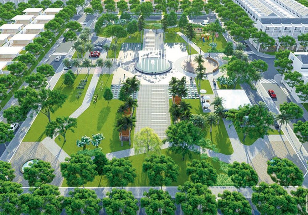 Công viên trung tâm dự án đất nền căn hộ Qi Island Bình Dương