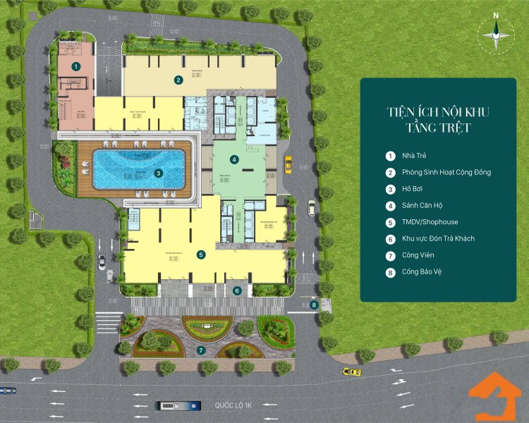 Mặt bằng tầng Trệt dự án Phúc Đạt Tower