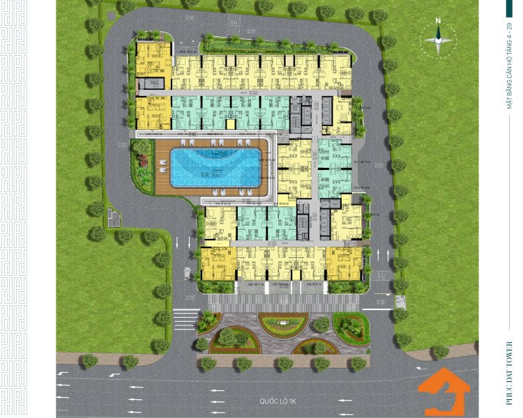 Mặt bằng tầng 4 đến 29 dự án Phúc Đạt Tower