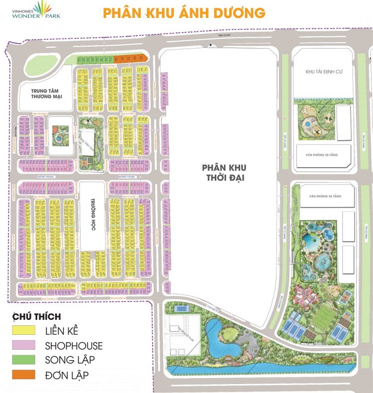 Mặt bằng phân khu Ánh Sao tại Vinhomes Wonder Park