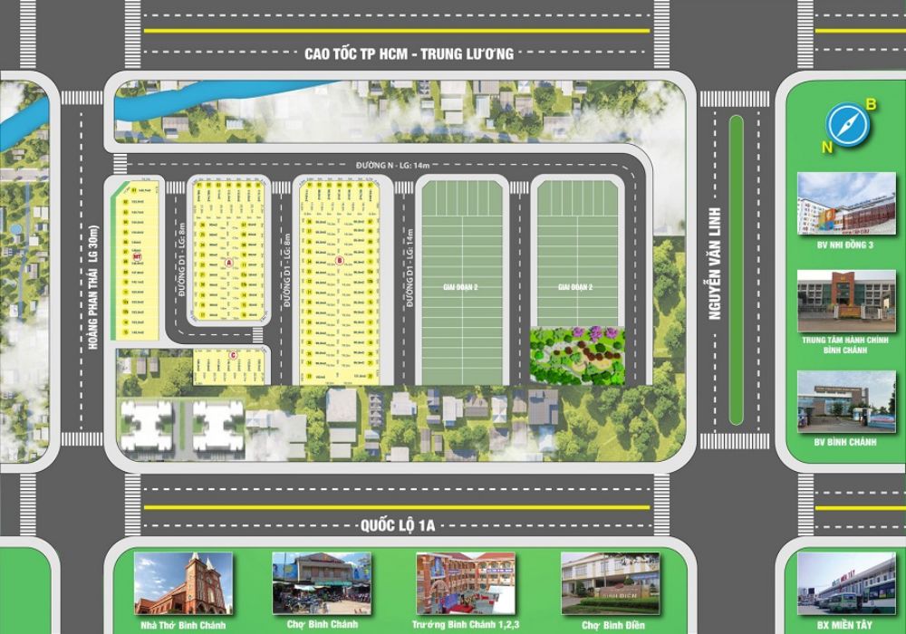 Mặt bằng phân lô dự án đất nền Bình Chánh New Center