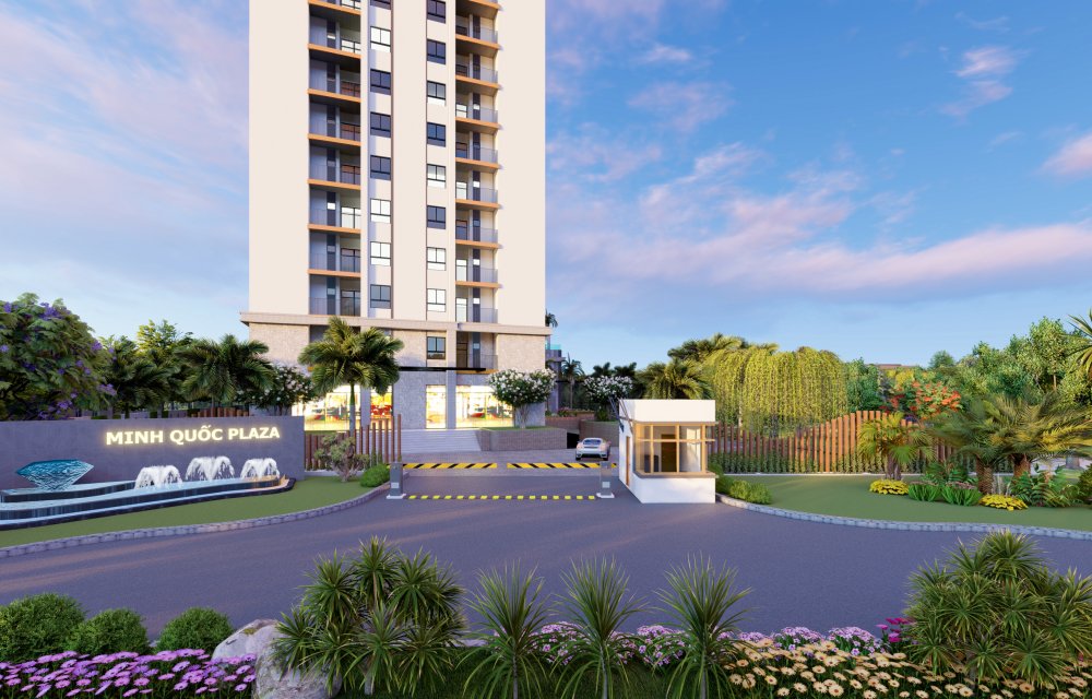 Cổng chính dự án căn hộ Minh Quốc Plaza