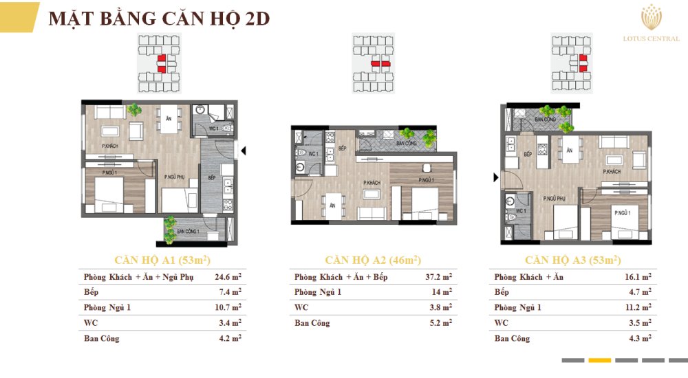 Mặt bằng A1 A2 A3 tại dự án Lotus Central 