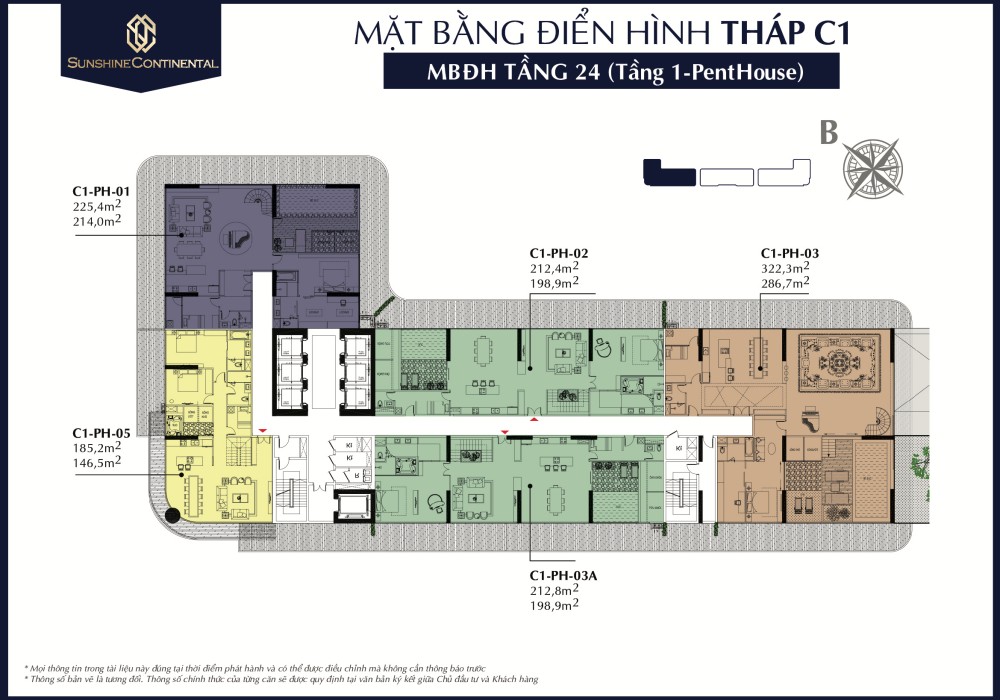 Mặt bằng Tháp C1 tầng 24 tại Sunshine Continental