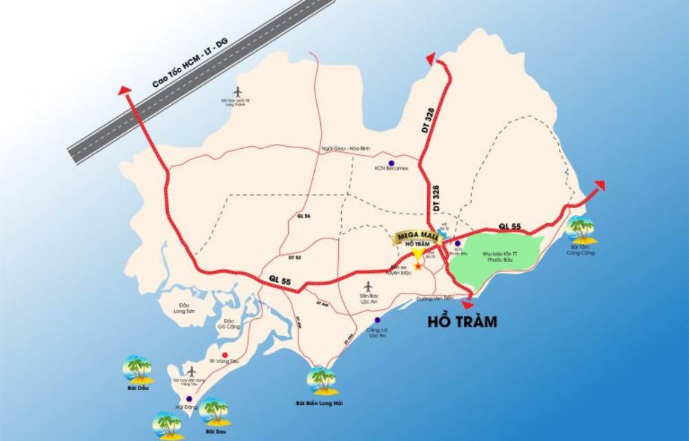 Vị trí dự án Mega Mall Hồ Tràm Bà Rịa