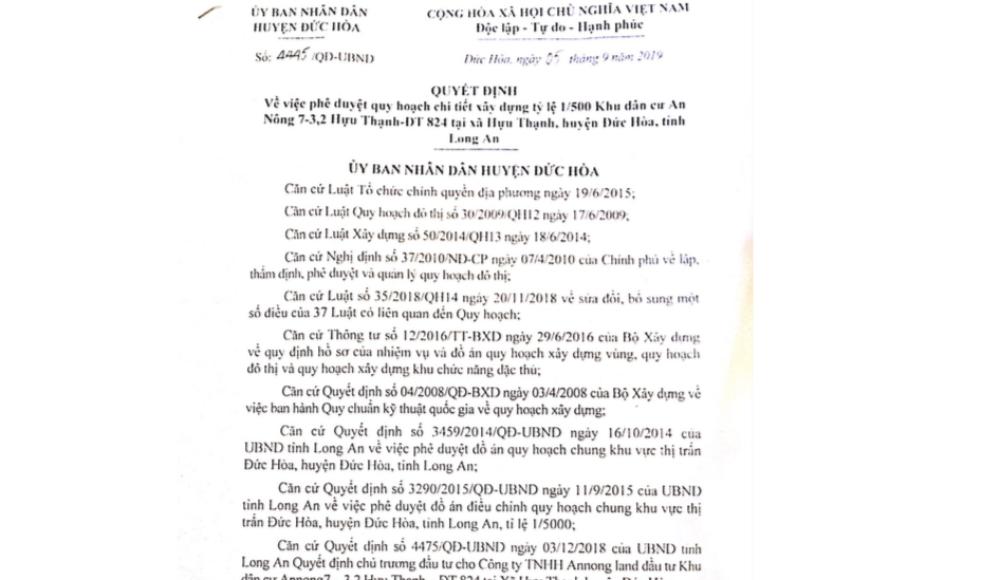 Quyết định 1/500 dự án Dragon Tân Tạo Đức Hoà Long An