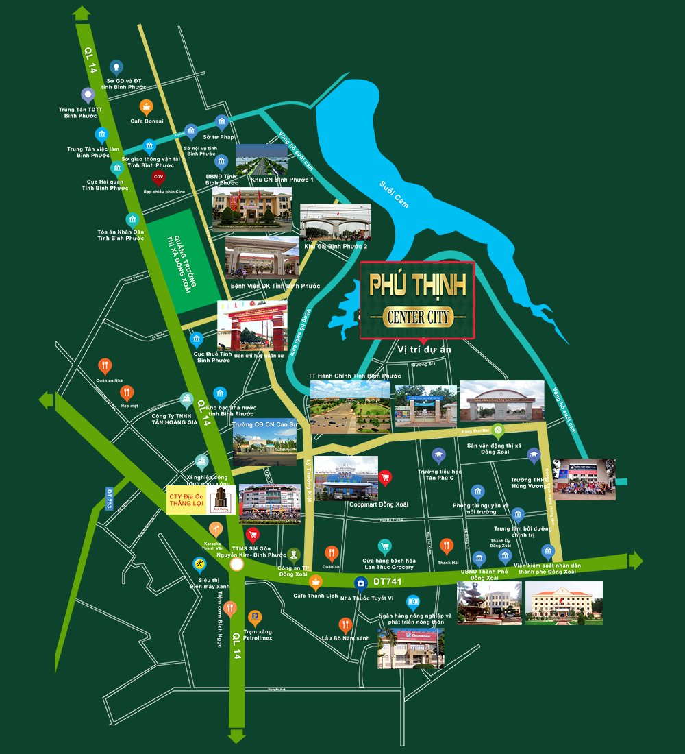 Vị trí dự án đất nền Phú Thịnh Center City Đồng Xoài Bình Phước