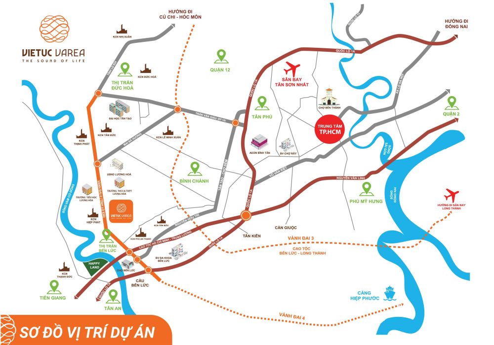 Vị trí dự án VietUc Varea Bến Lức Long An