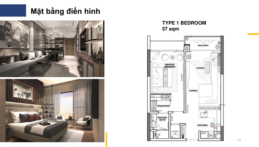 Thiết kế 1 PN của dự án căn hộ The River Thủ Thiêm Quận 2
