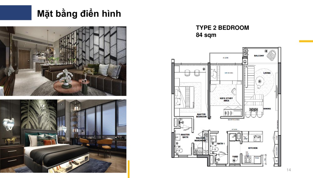 Thiết kế 2 PN của dự án căn hộ The River Thủ Thiêm Quận 2