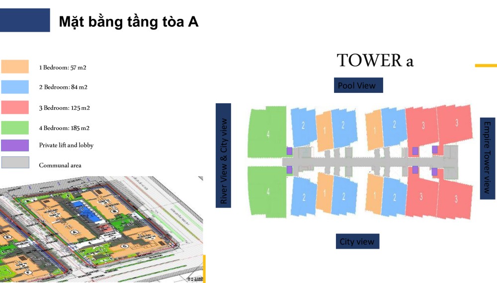 Mặt bằng tầng tòa A tại The River Thủ Thiêm