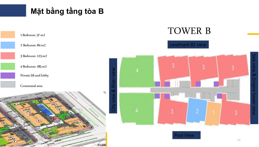 Mặt bằng tầng tòa B tại The River Thủ Thiêm