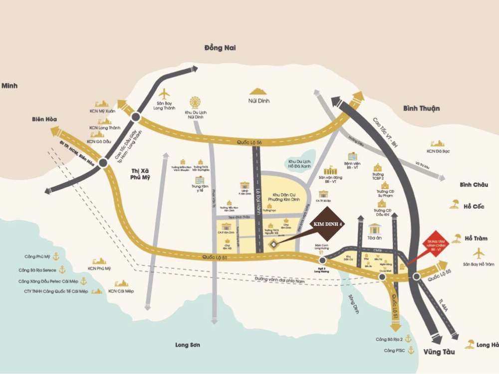 Vị tri dự án Kim Dinh 4 Bà Rịa