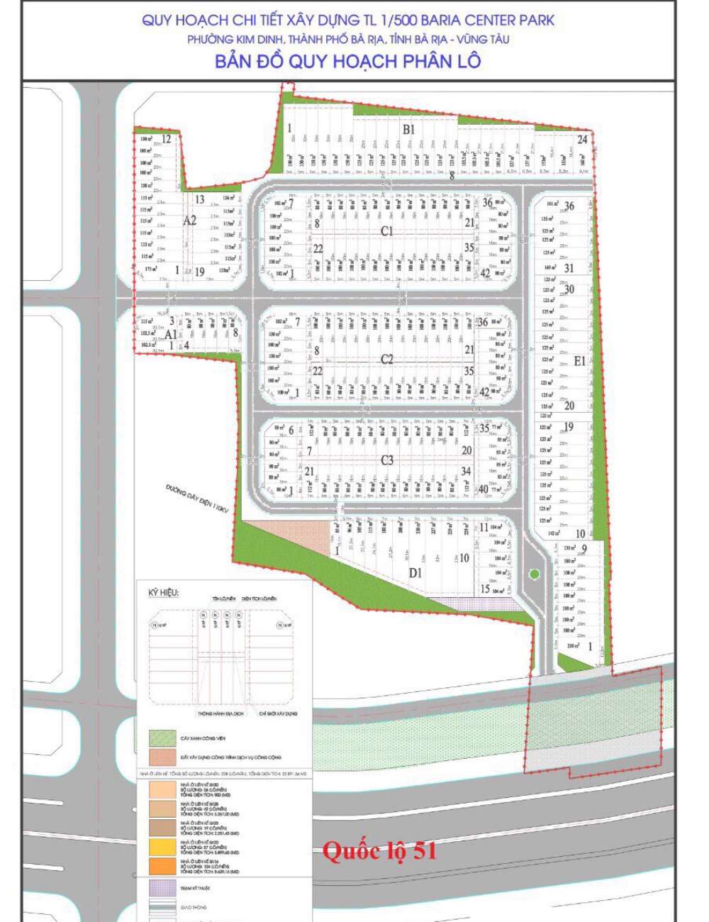 Mặt bằng dự án Kim Dinh 4 Bà Rịa