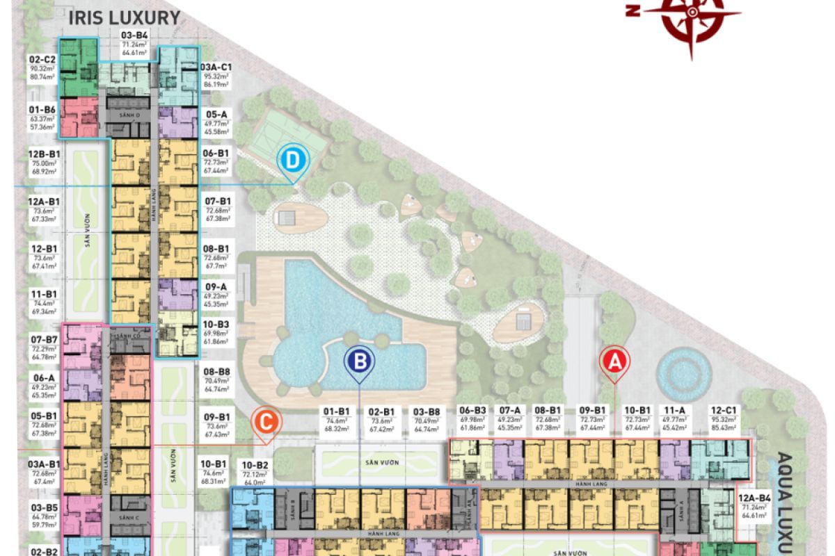 Mặt bằng điển hình dự án căn hộ Charmington Iris Quận 4 