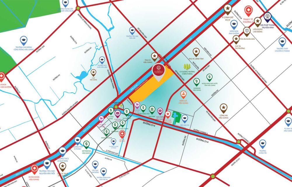 Vị trí dự án Cát Tường Western Pearl Vị Thanh Hậu Giang 