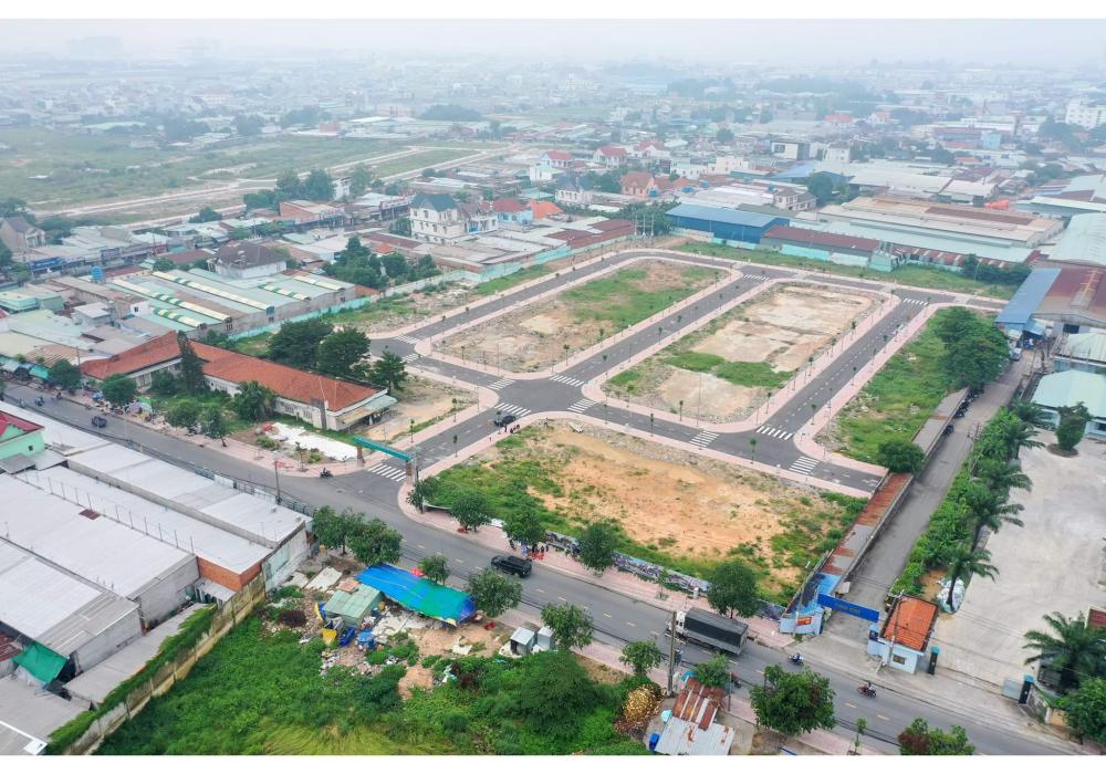 Hạ tầng dự án Thuận An Central Bình Dương chụp trên cao 