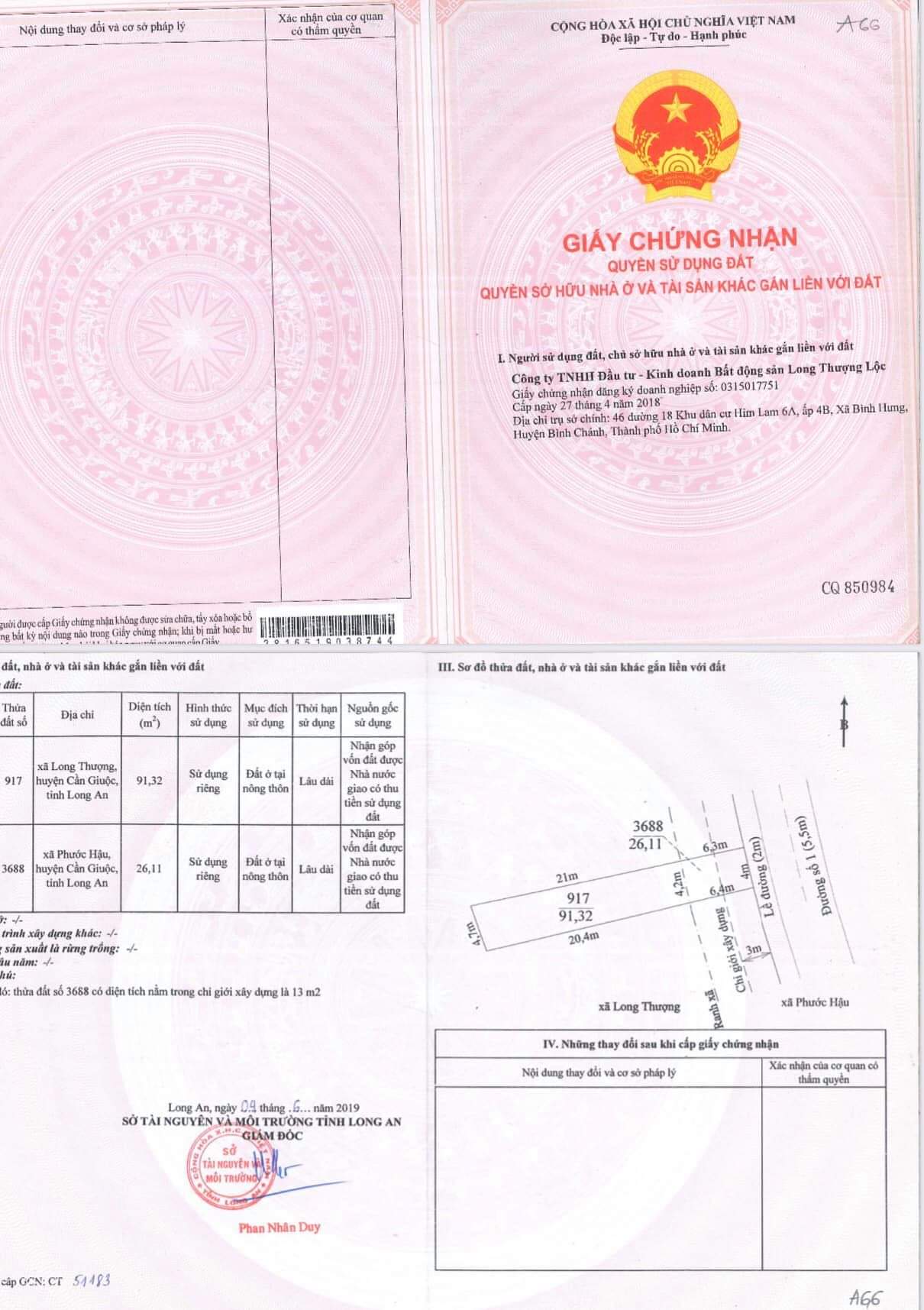 Sổ hồng dự án Mỹ Hưng Skyline Long An