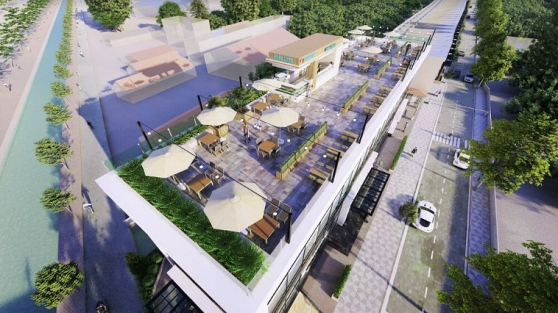 Cafe ngoài trời tại dự án Long Thạnh Central Point Hậu Giang
