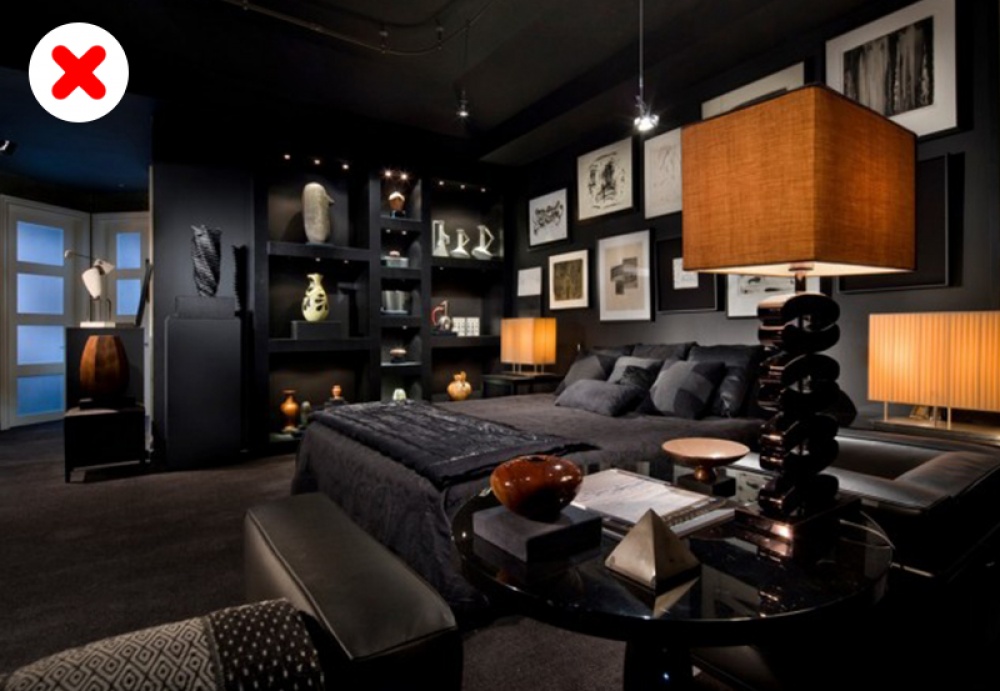 phòng ngủ màu đen