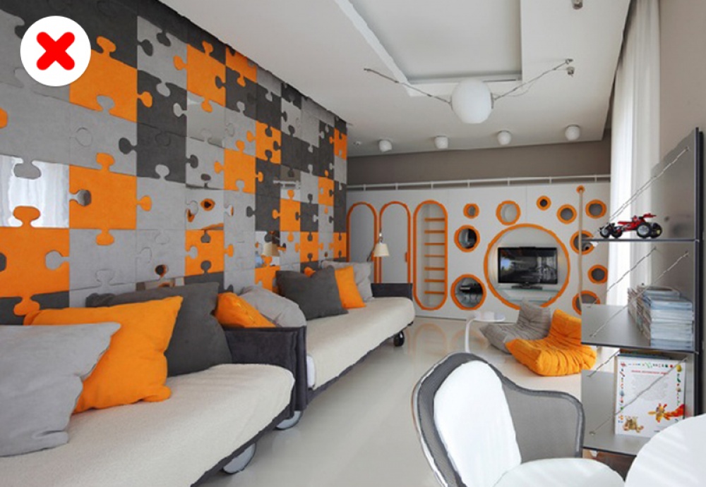 màu tương phản trong phòng khách