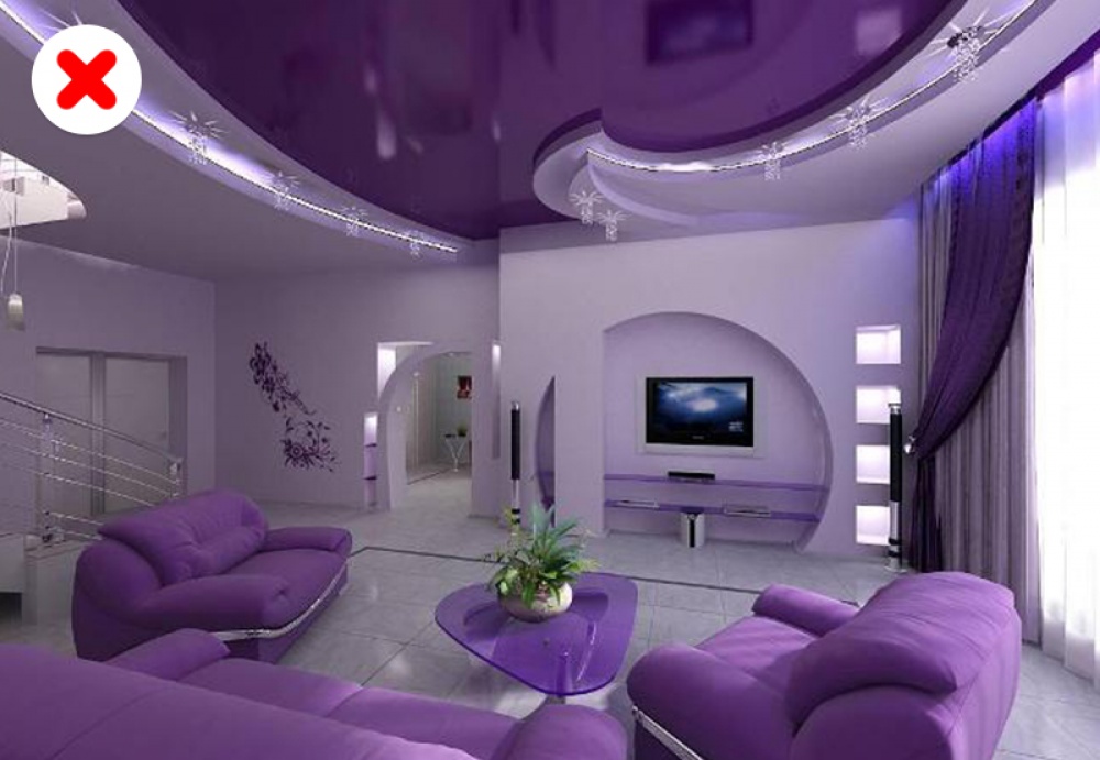 phòng khách màu tím