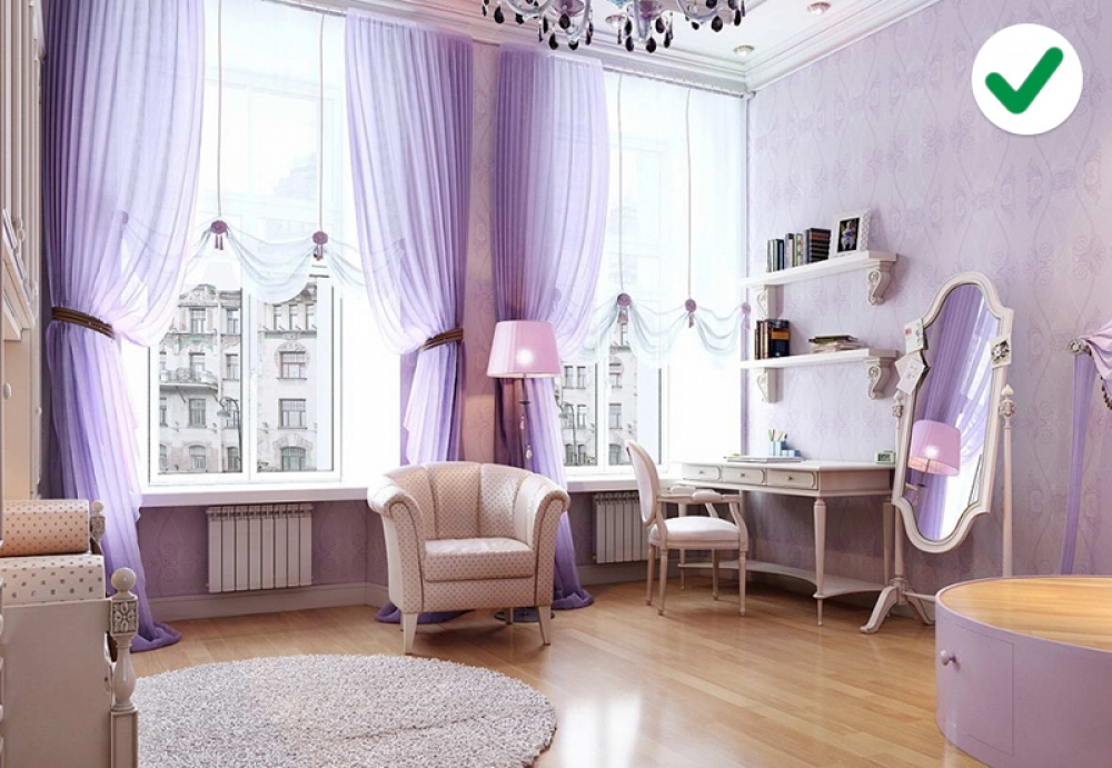 phòng khách màu tím nhạt