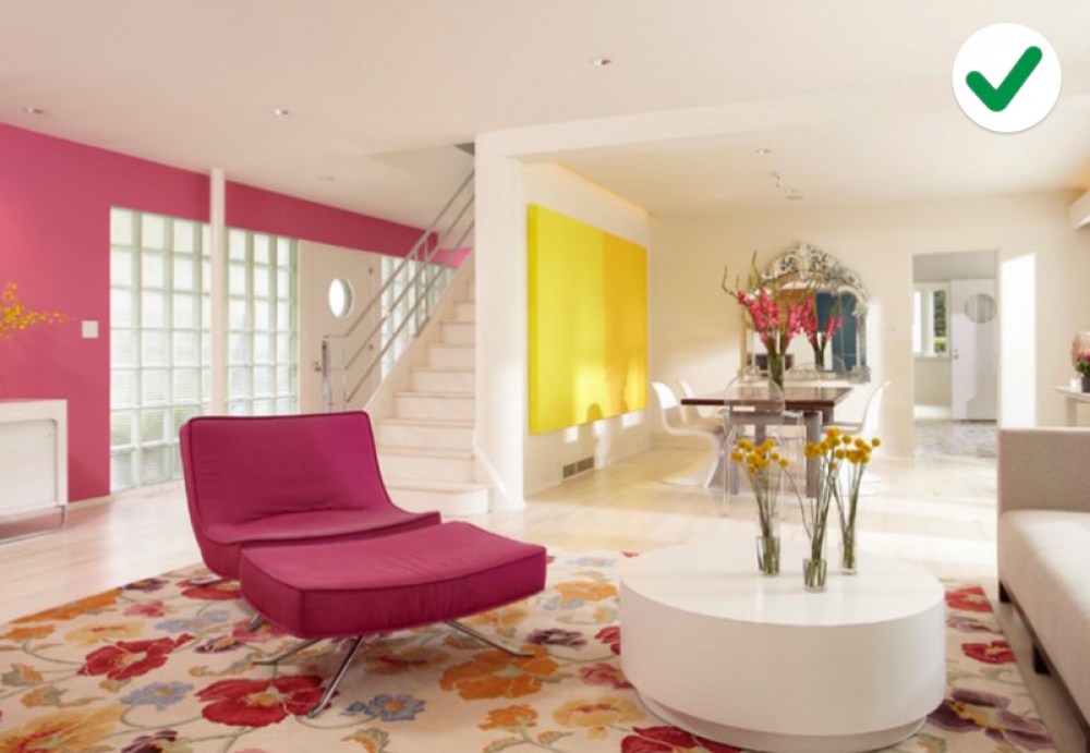 phòng khách với cách phối màu hài hòa