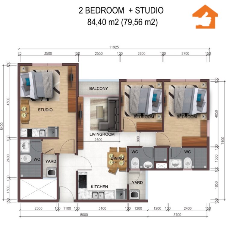 Thiết kế căn Studio của dự NBB2 City Gate 5​​​​​​​