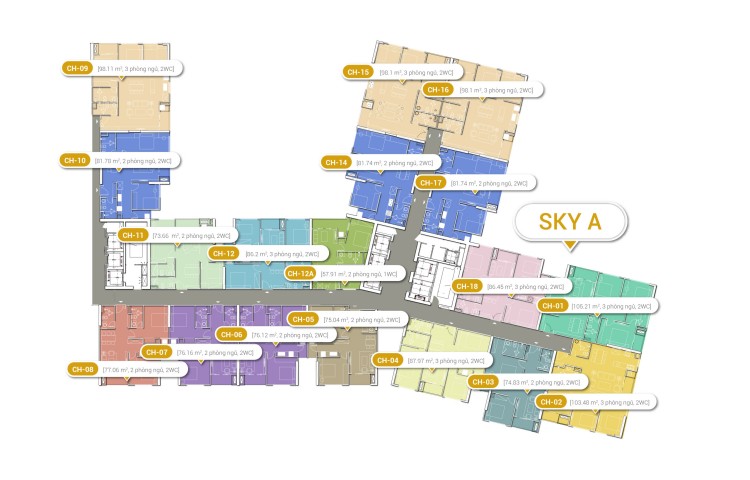 Mặt bằng tháp Sky A dự án chung cư Imperia Sky Garden 423 