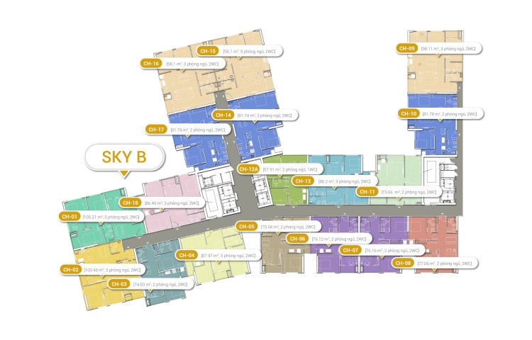 Mặt bằng tháp Sky B dự án chung cư Imperia Sky Garden 423 