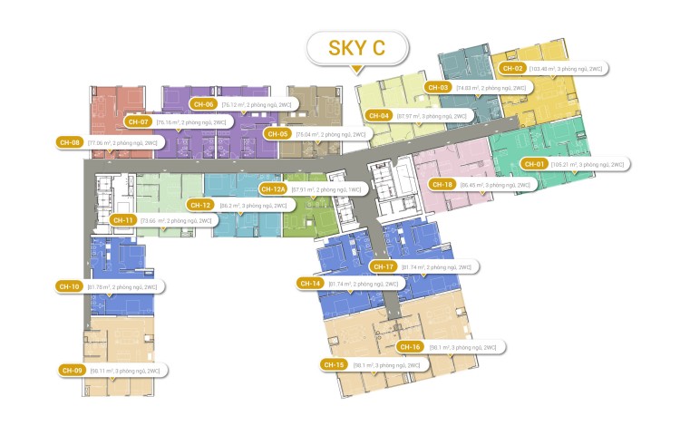 Mặt bằng tháp Sky C dự án chung cư Imperia Sky Garden 423 