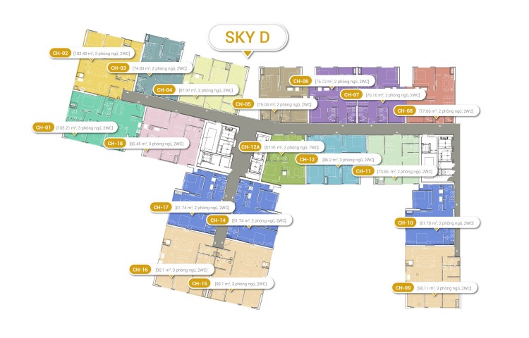 Mặt bằng tháp Sky D dự án chung cư Imperia Sky Garden 423 