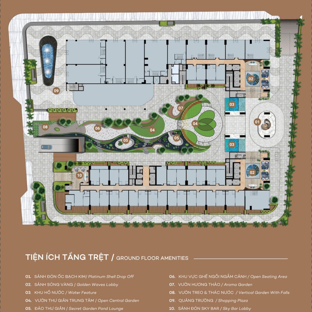 Mặt bằng tầng trệt dự án căn hộ The Sóng Vũng Tàu