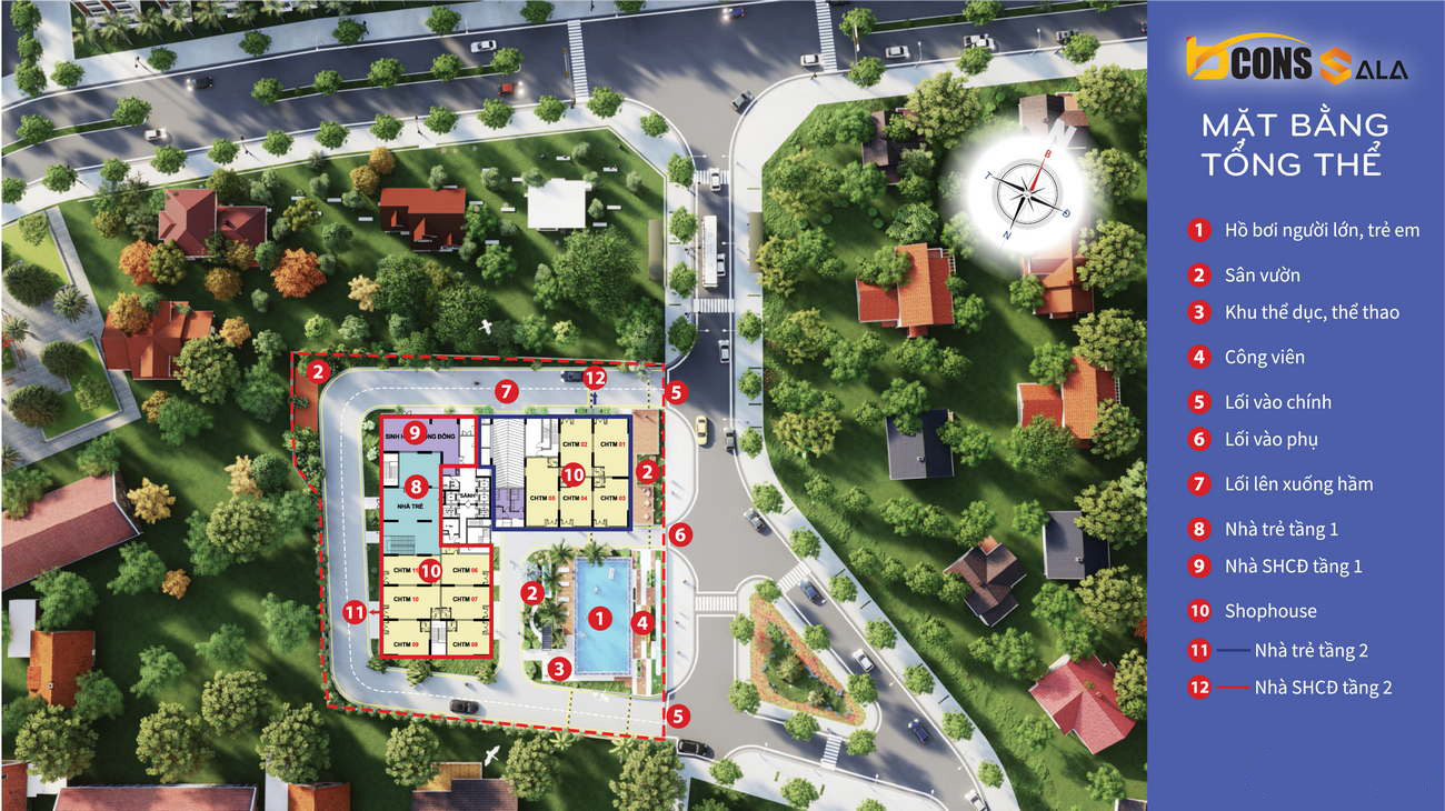 Mặt bằng tổng thể dự án Bcons Sala