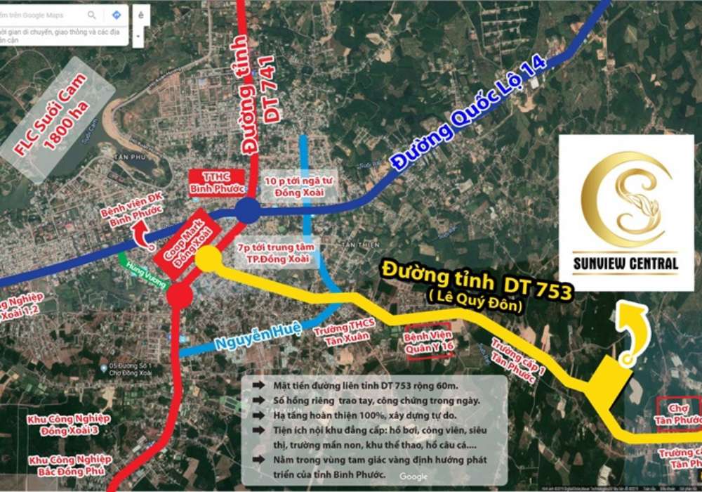 Vị trí dự án Sunview Central Bình Phước