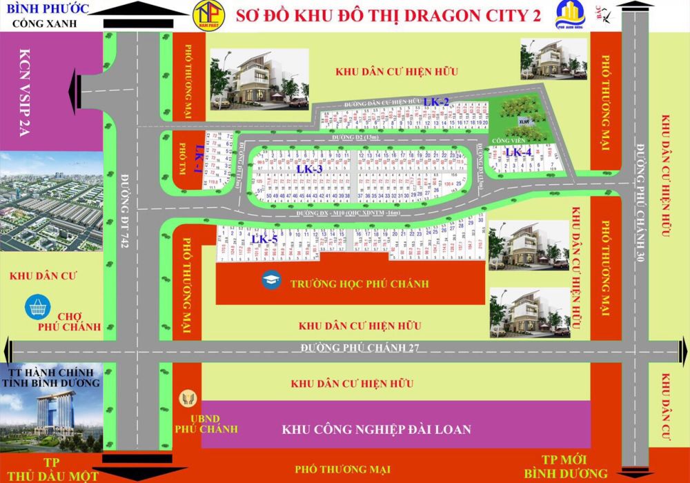 Mặt bằng dự án Khu dân cư Hoàng Lộc Dragon City 2