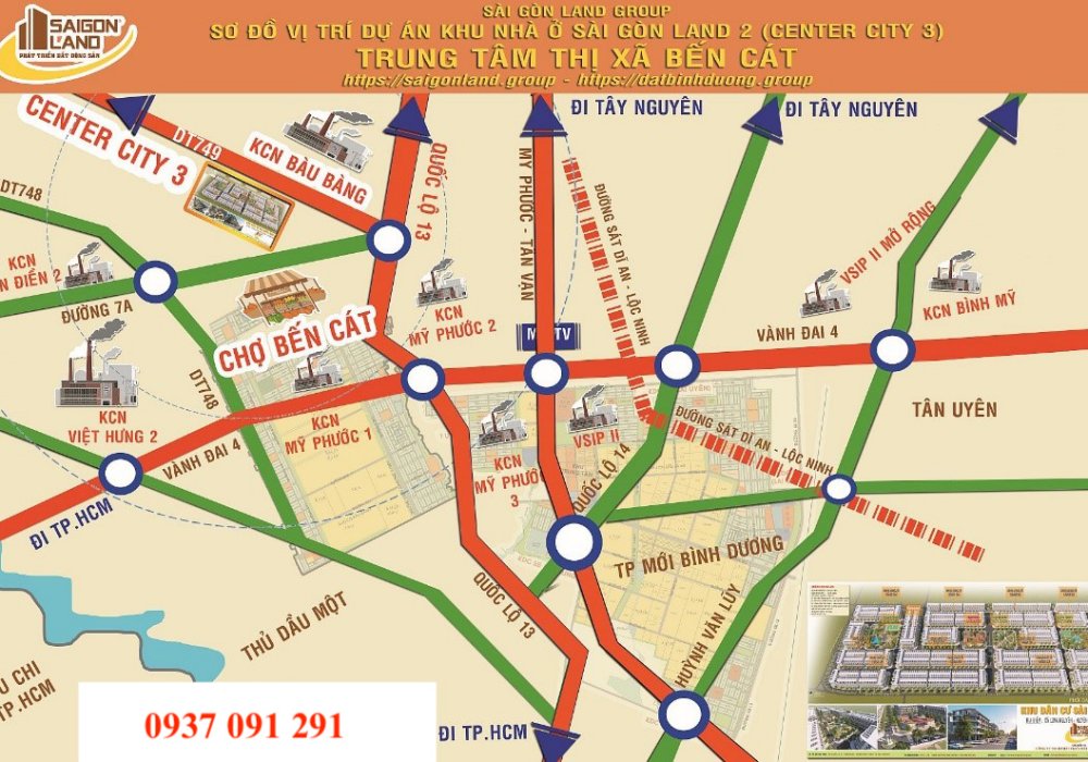 Vị trí dự án Center City 3 Bàu Bàng Bình Dương