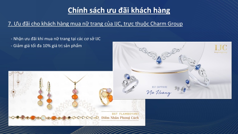 Ưu đãi cho khách hàng mua nữ trang của IJC trực thuộc Charm Group với mức giảm tối đa 10%