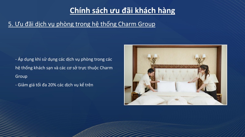 Ưu đãi dịch vụ phòng trong hệ thống Charm Group