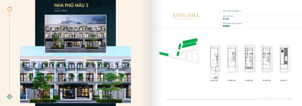 Nhà phố 3 tầng mẫu 2 tại dự án King Hill Residences