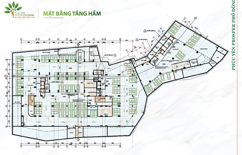 Mặt bằng tầng hầm tại dự án căn hộ Phúc Yên Prosper Phố Đông