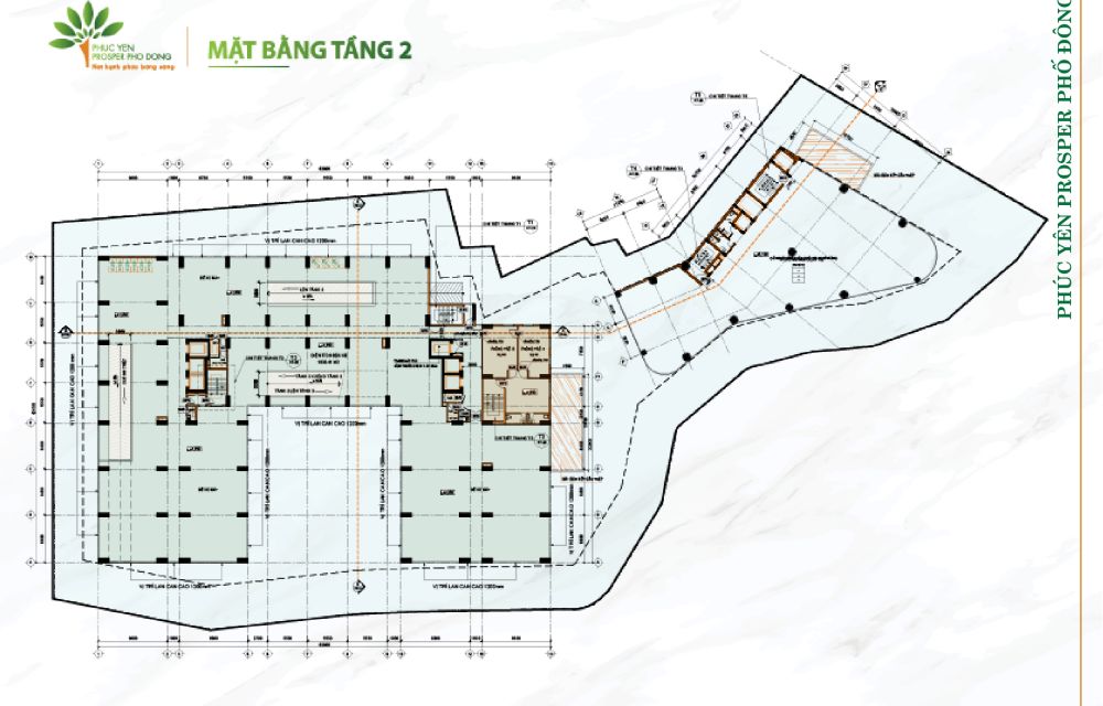 Mặt bằng tầng 2 tại dự án căn hộ Phúc Yên Prosper Phố Đông
