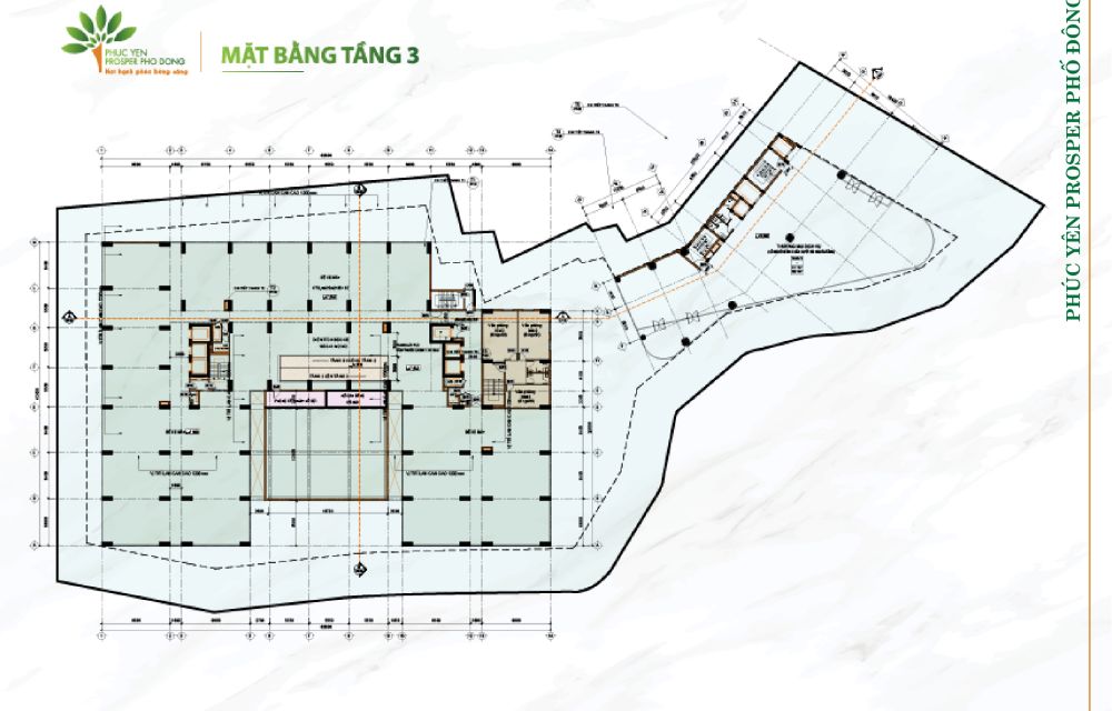 Mặt bằng tầng 3 tại dự án căn hộ Phúc Yên Prosper Phố Đông