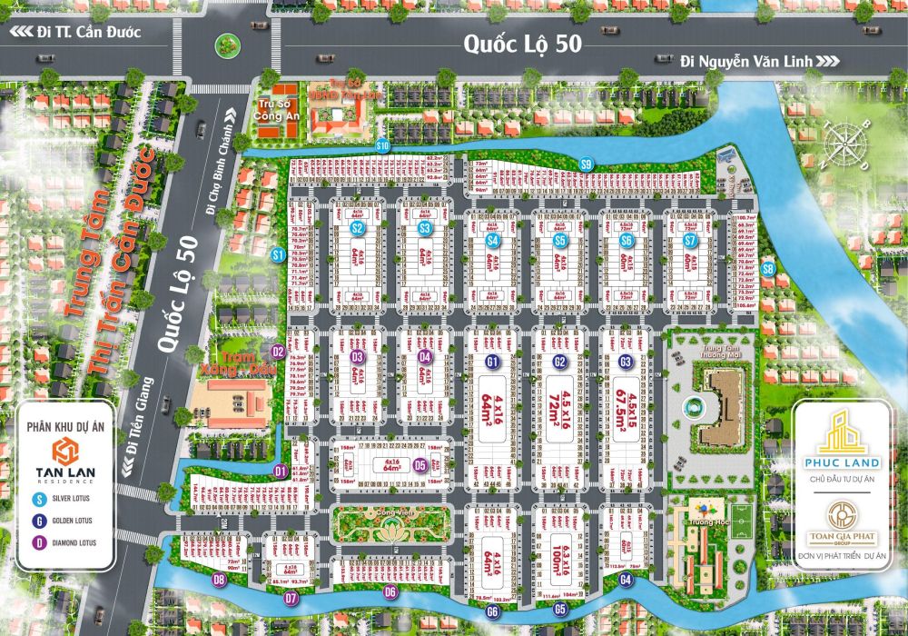 Mặt bằng phân lô dự án đất nền Tân Lân Residence Long An