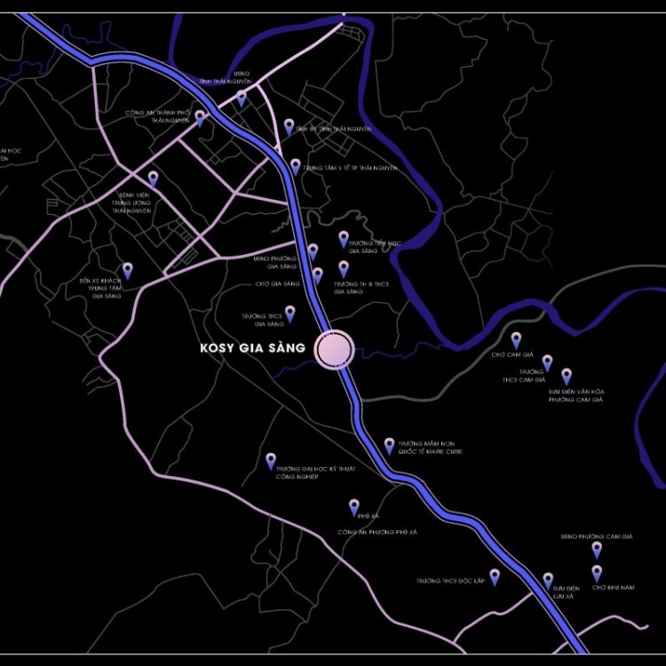 Vị trí tiềm năng của Kosy City Beat Thái Nguyên