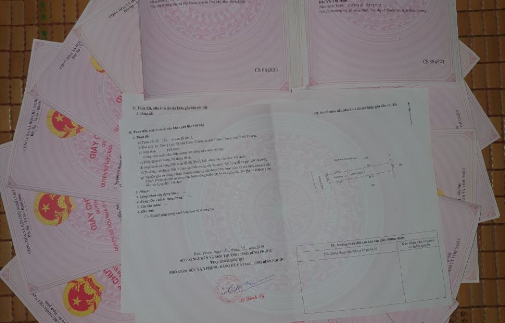 Sổ đỏ từng nền của dự án Mỹ Lệ Capital Bình Phước