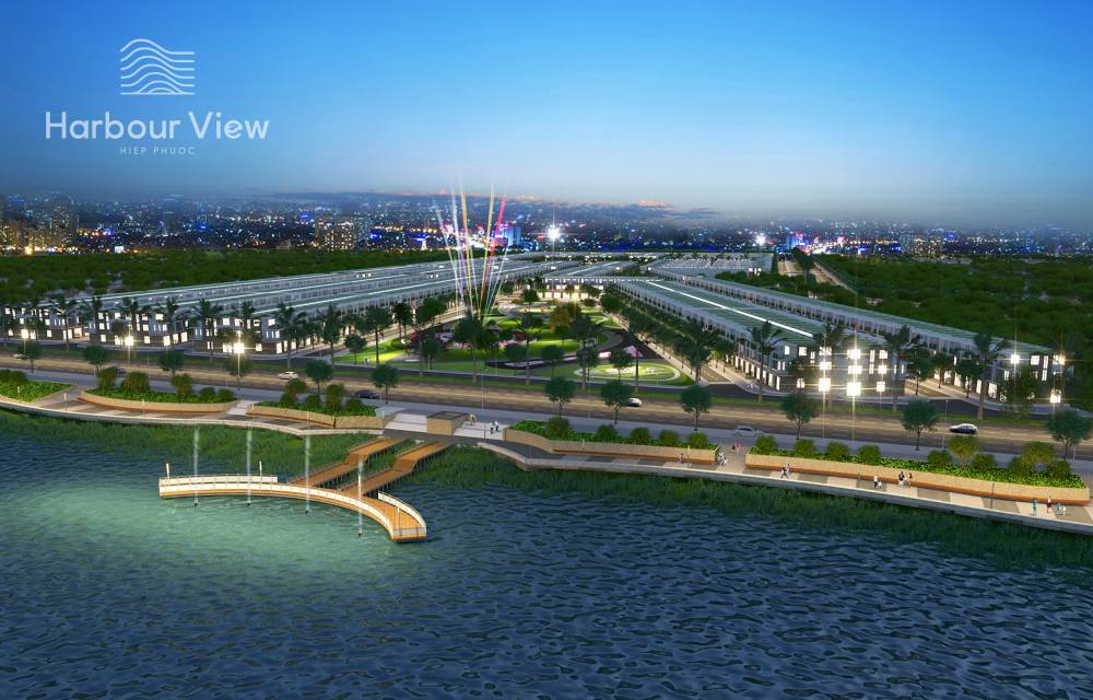 Phối cảnh dự án Hiệp Phước Harbour View Long An vào ban đêm