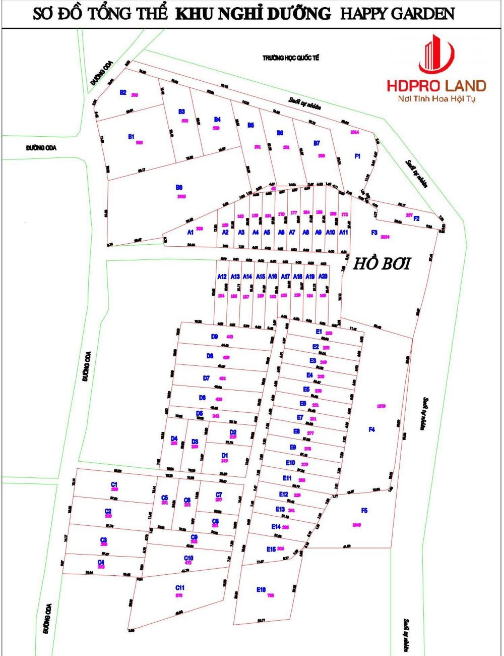 Mặt bằng chi tiết dự án Happy Garden Hồ Tràm Bà Rịa 