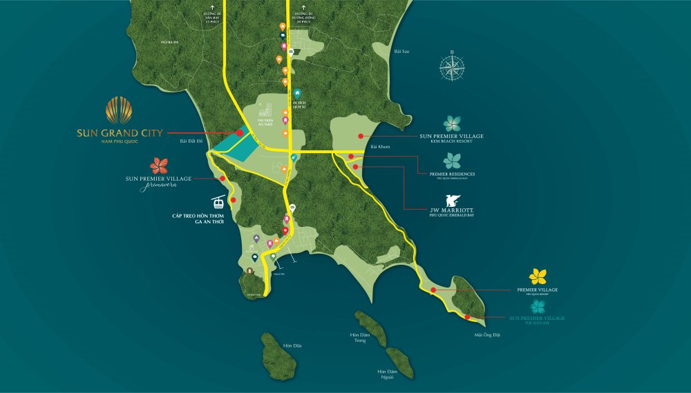 Vị trí dự án biệt thự Sun Grand City New An Thới Phú Quốc